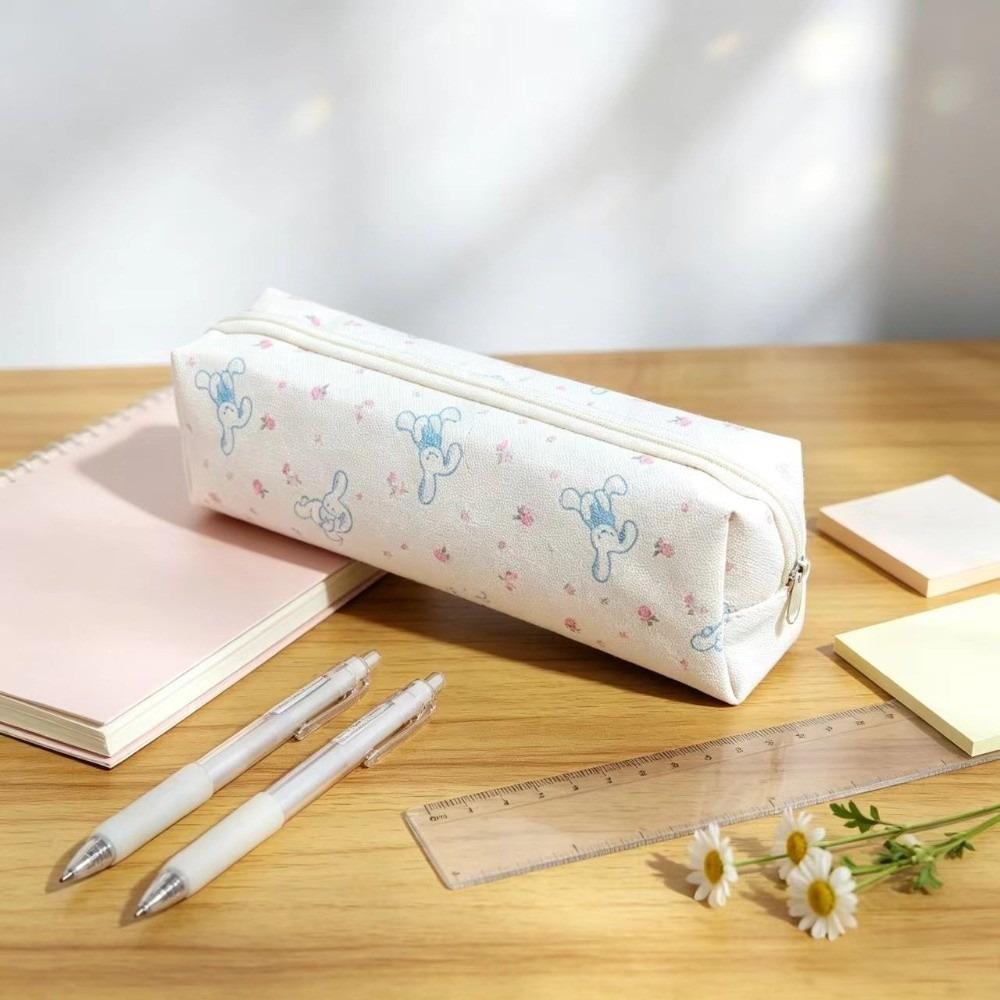 Rabbit Floral Polka-Dot Print Pencil Pouch Zipper Closure Stationery Storage Bag Pen Bag  Students