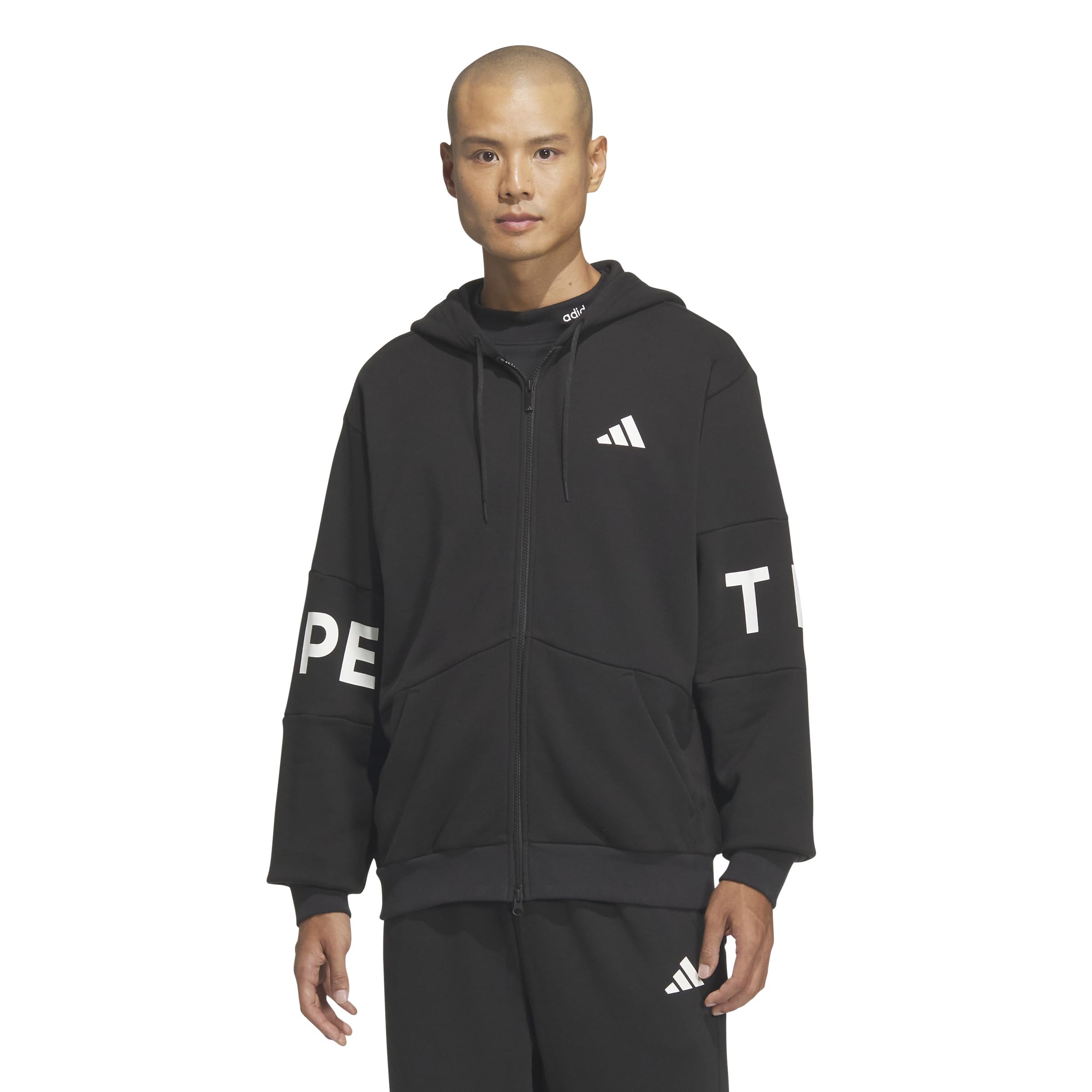 

Adidas Wording Loose Fit French Terry Black Size Full-Zip Hoodie, Men s (JM2070), XL, BUK37/JSY27