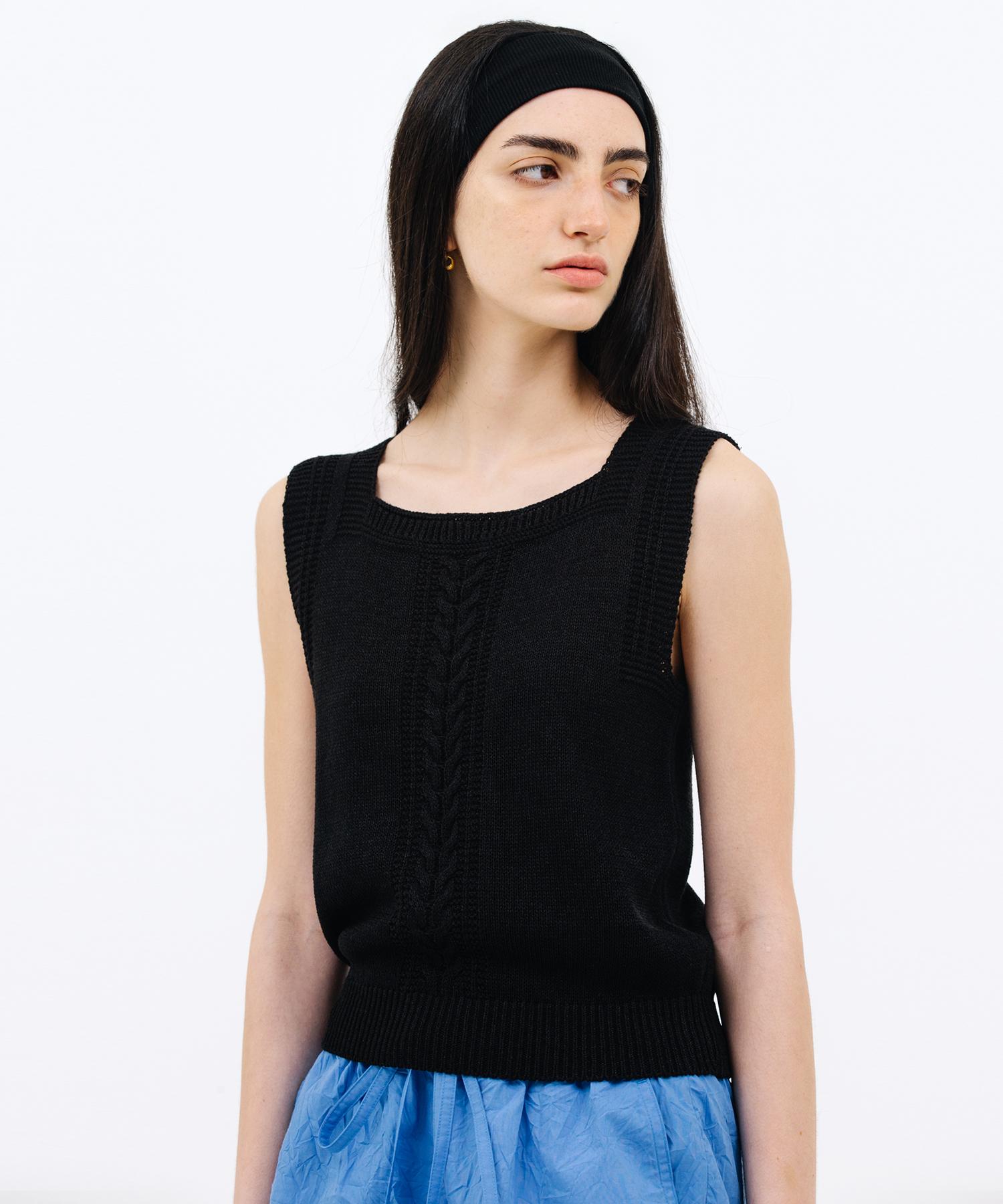 Jun By Jun K Cable Sleeveless Knit_Black F