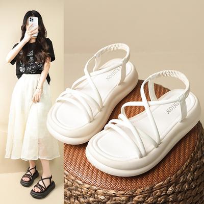 Feenwind Sandalen Damen Plateau Sommer neu Kreuzriemen Zehenfrei Studentin Freizeit Strand Schuhe Damen