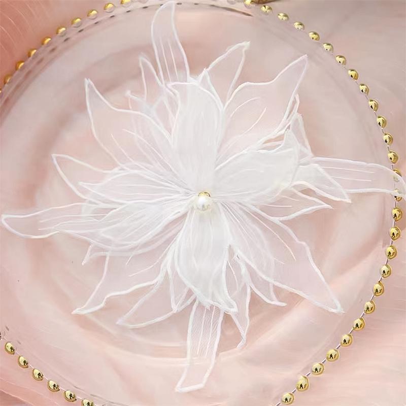Embroidered Flower DIY Patch Applique Pearl Garment Accessories Decor Stereoscopic Sewing Supplies