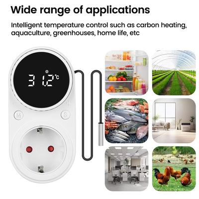 EU Thermostat Knob Temperature Controller Timer Socket with Temperature Sensor Digital Thermostat Switch Heating Cooling Control