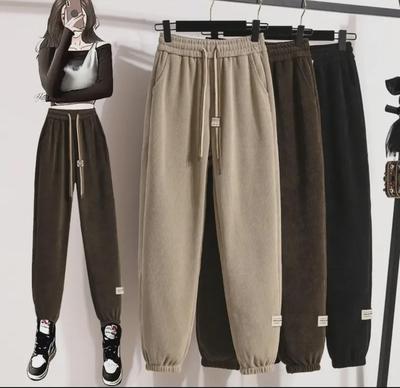 European High Waist Corduroy Harem Sweatpants - Women's Velvet Casual Pants for Spring, Autumn, and Winter