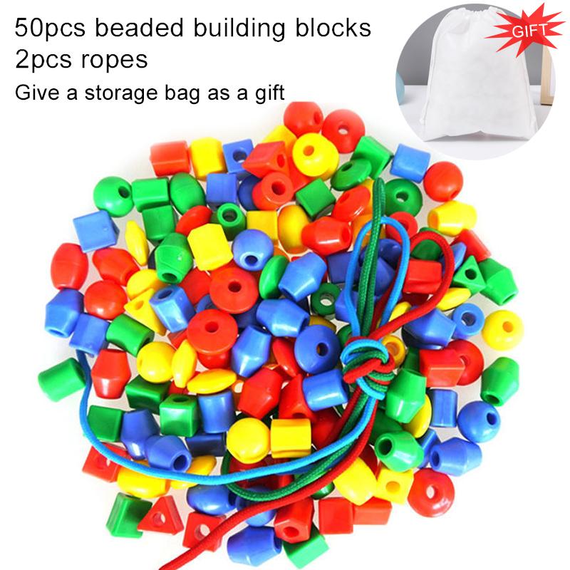 30/50pcs Threading Block Toys Plastic Bead String Bundle DIY Developmental Toys Children Birthday Gift Early Education TMZ