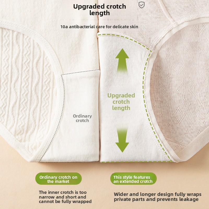 Ladies Spring and Autumn Pure Cotton Abdominal 10A Bacteriostatic Extended Crotch High Waist Briefs