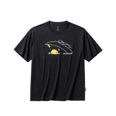 Bequemes Atmungsaktives Basic Rundhals Logo T-Shirt Herren Oberteile Schwarz 972528119-4