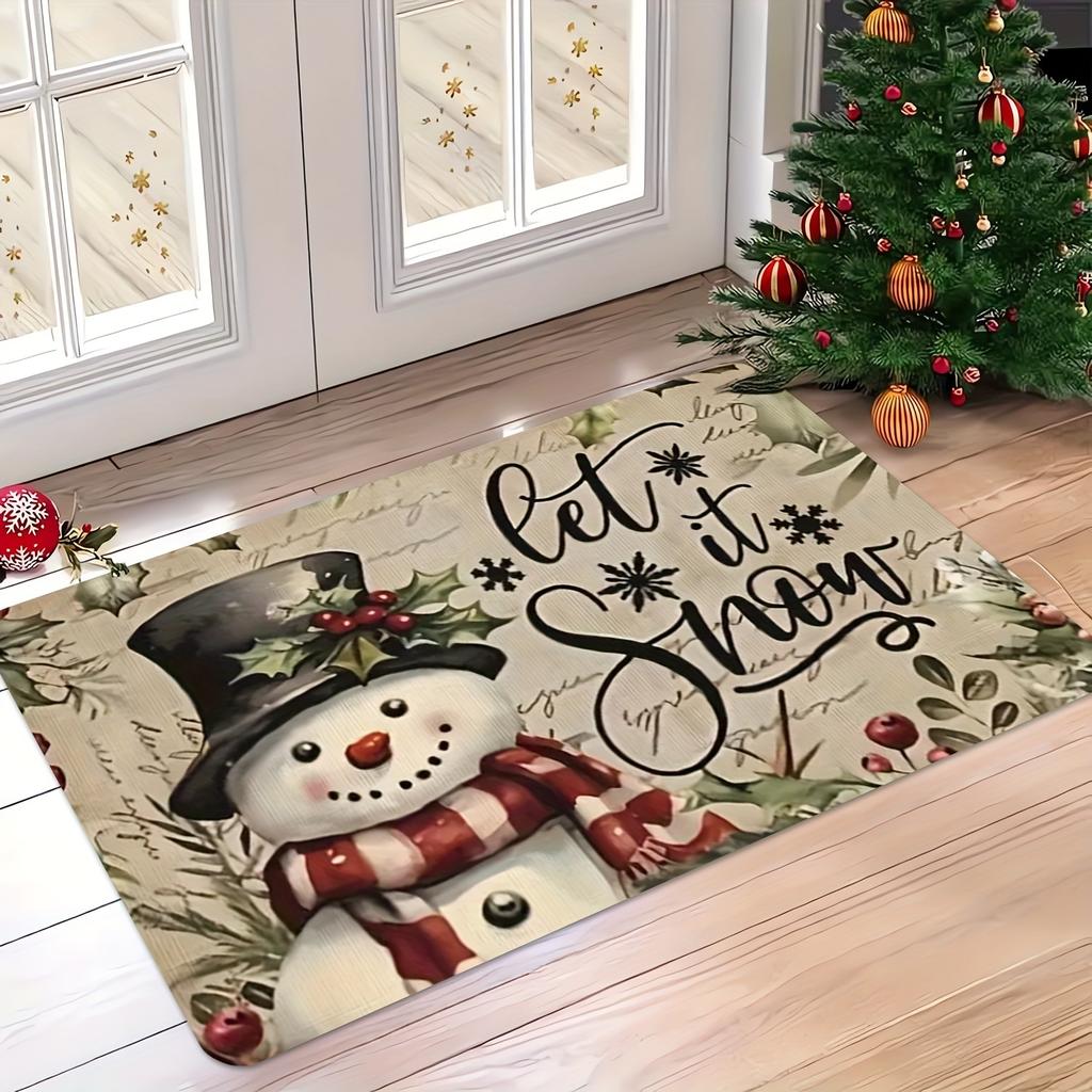 Christmas Carpet Doormat Carpet For Live Room Snowman Pattern Bedside Floor Mat Outdoor Carpet Welcome Mat