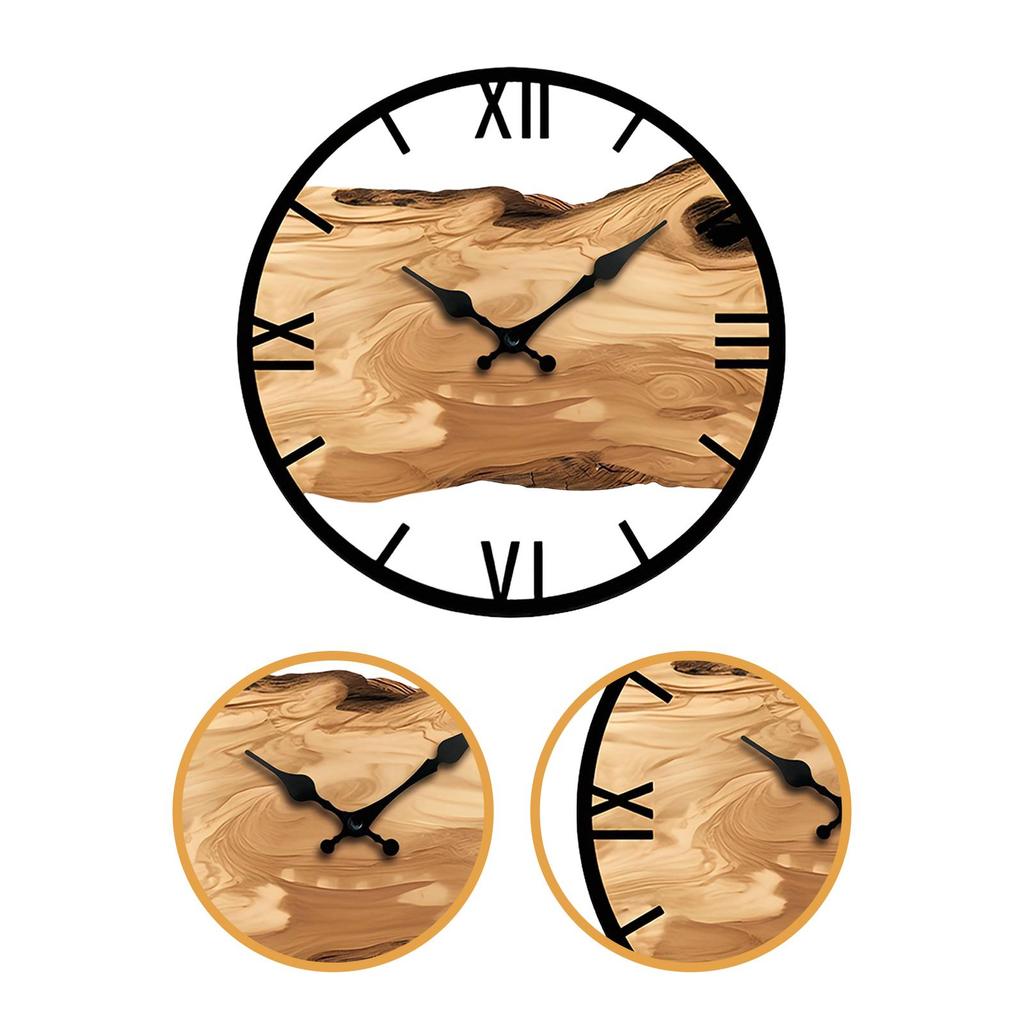 Stille Wanduhr Vintage Heimdeko Leicht ablesbar Wanduhr Bauernhaus Dekor Jahresringuhr für Bauernhaus Wohnzimmer