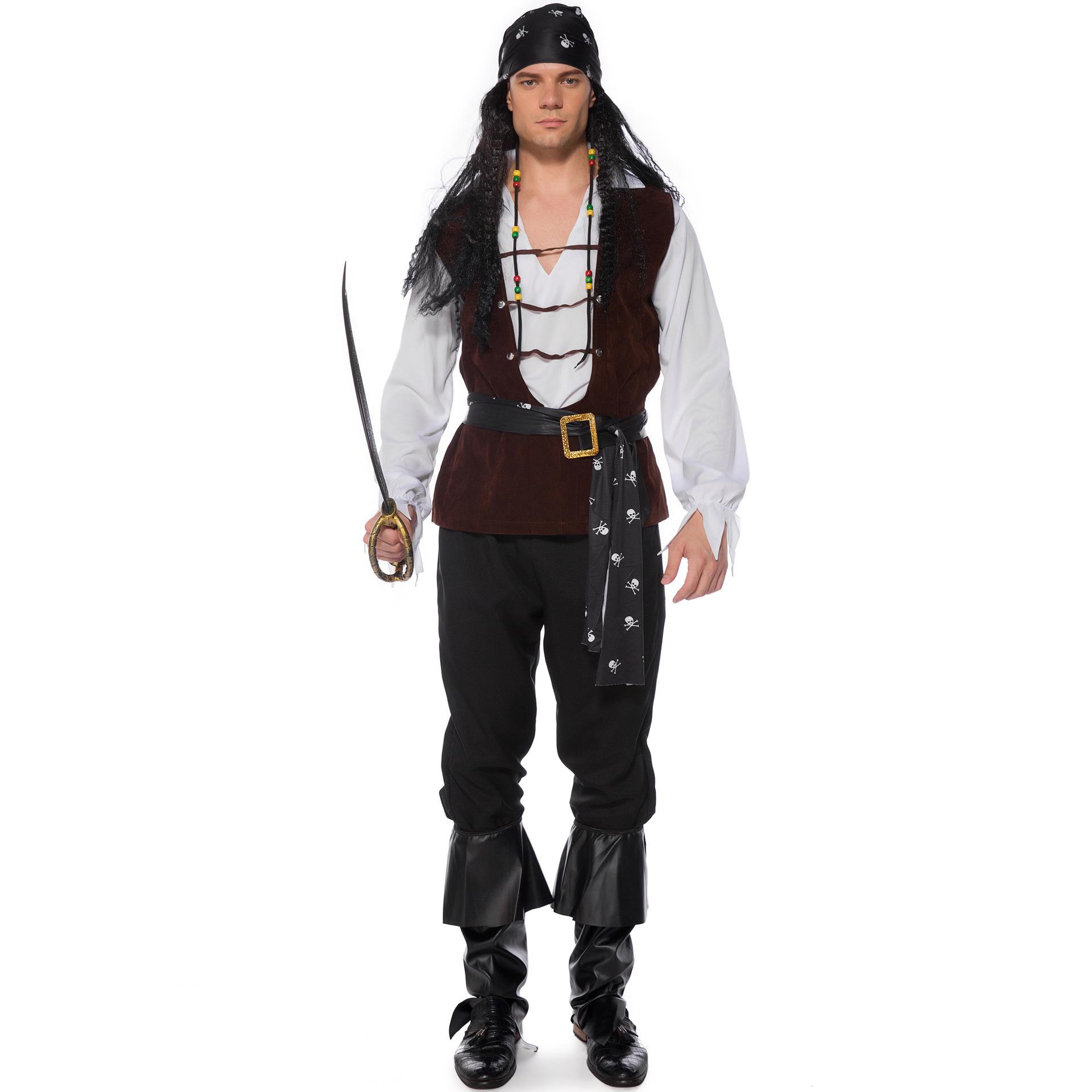 

New, pirate costume adult suit cospay costume, Halloween Pirates of the Caribbean costume XXL