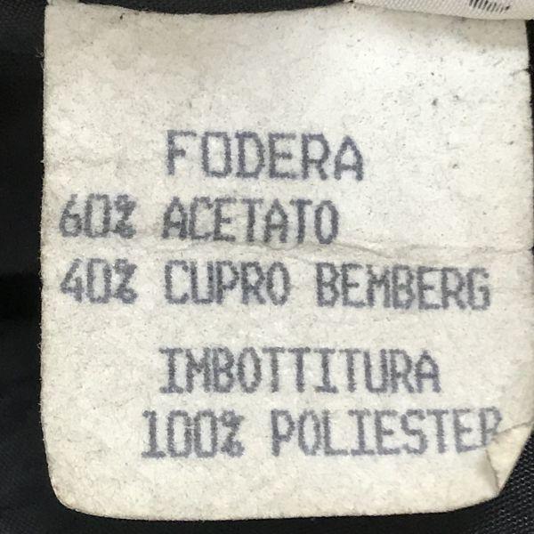 Cow Leather Padded Blouson Border Design Snap Button Hidden Placket Black L(USED)