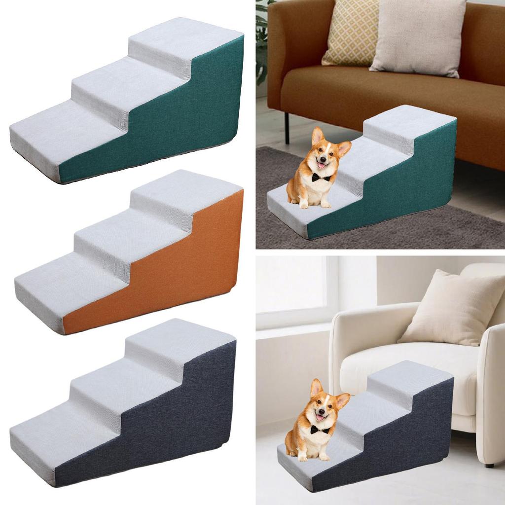 Dog Stairs Ramp Sponge Cloth Anti Slip Folding Steps Indoor Pet Ladder for Older Dogs and Cats High Bed Sofa Access