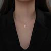 S925 sterling silver plated 14K gold cross pendant necklace men and women simple niche design box chain collarbone chain