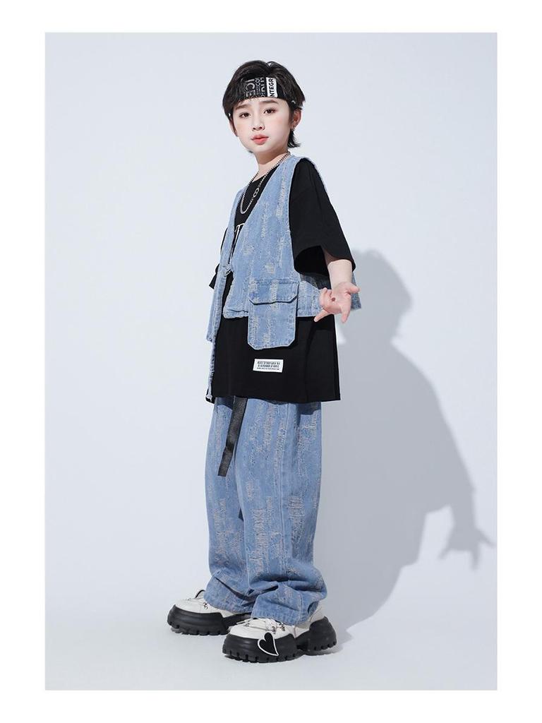 Girls' Japanese Street Dance Jazz Costume - Children's Hip-Hop Performance Outfit