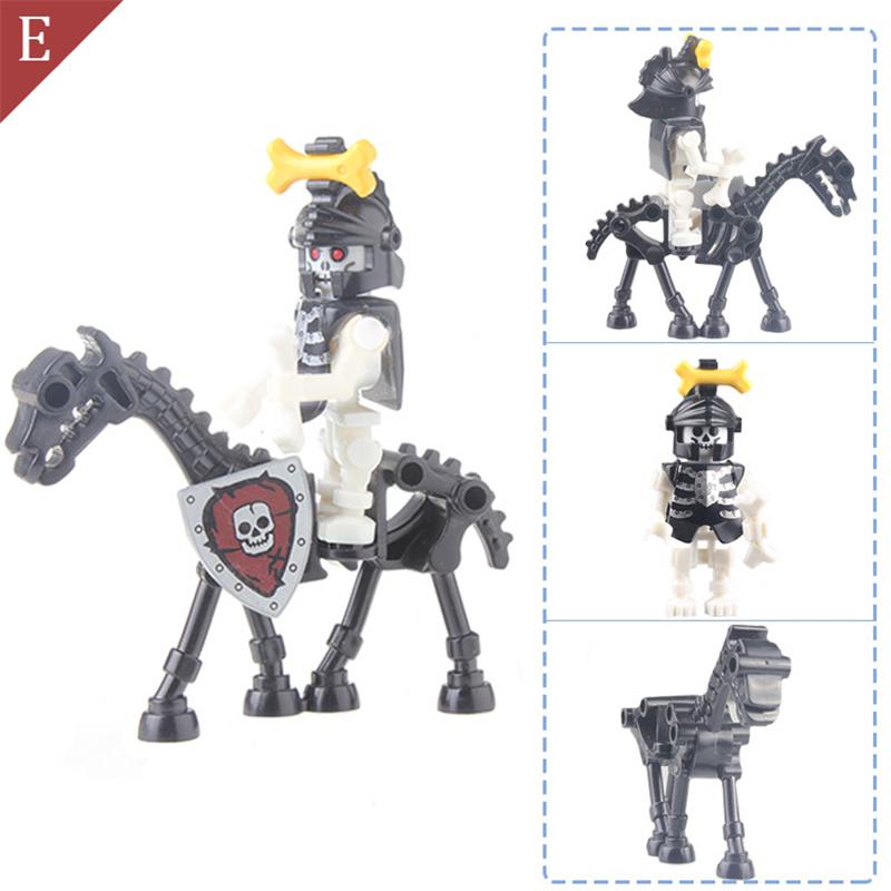 Skeleton Building Blocks Medieval Castle Knight Warriors Skeletons Strong Orcs Figures Collection Toy for Children Gifts