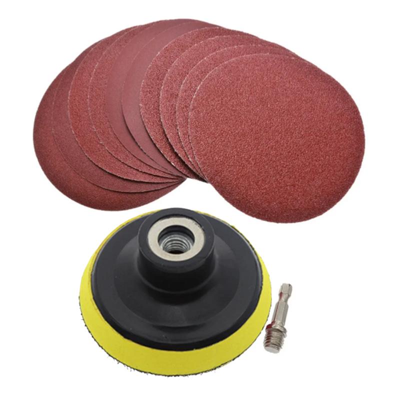 10 Stück 100mm Schleifscheibe 60-240 Körnung Schleifpapier Polierscheibe Klettverschluss-Stützteller für Bohrmaschine Schleifer Rotationswerkzeuge