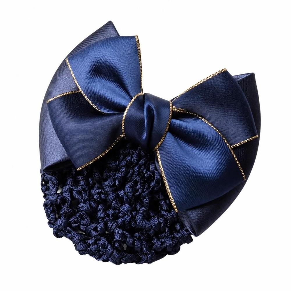 Handmade Hair Net Snood Double Bow Barrette Hair Clip Stylish Bun Cover Hair Styling Tool