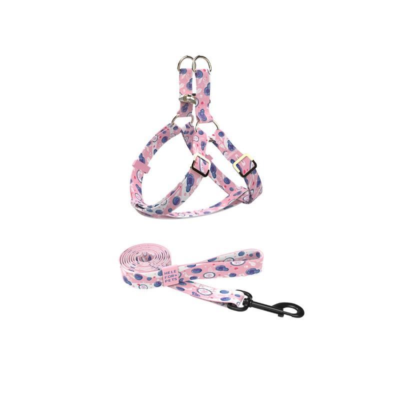 Adjustable Dog Harness Leash Set Small Medium Dogs Print Design Nylon-like Material 3 Sizes Available