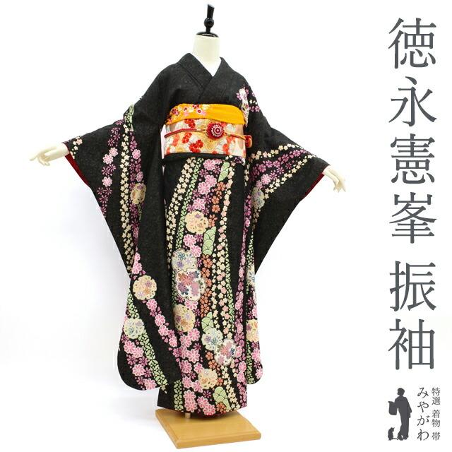 

[Used] Long-sleeved kimono, recycled kimono, pure silk, Kiriya, Suiyama Koubou, Kenmine Tokunaga, signed, gold-painted processing, gilding,