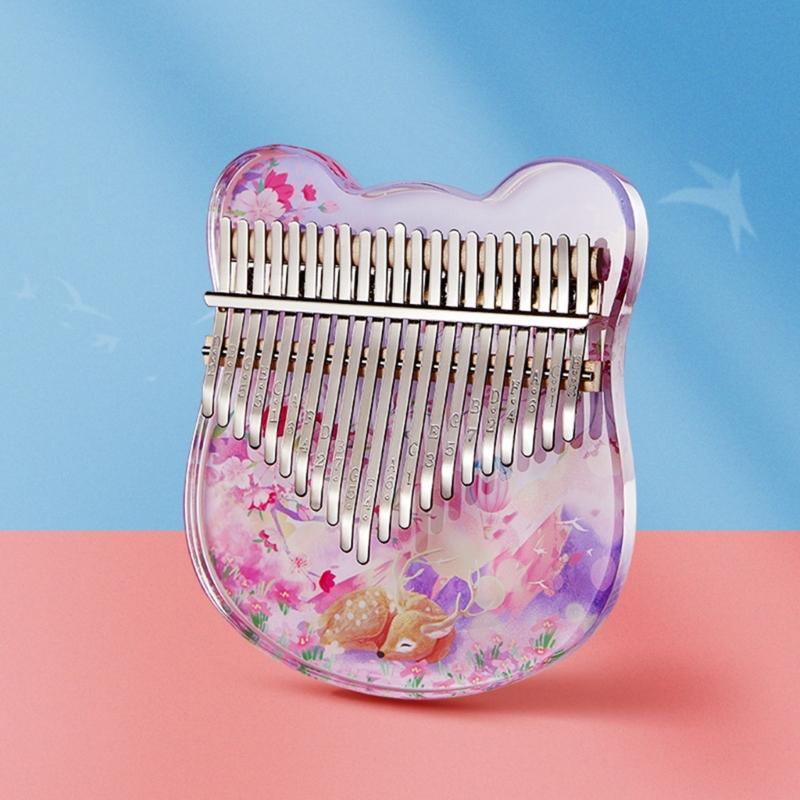 Profession Kalimba 17/21 Keys Thumb Piano with Study Instruction & Tune Hammer Acrylic Finger Piano for Kid Beginners