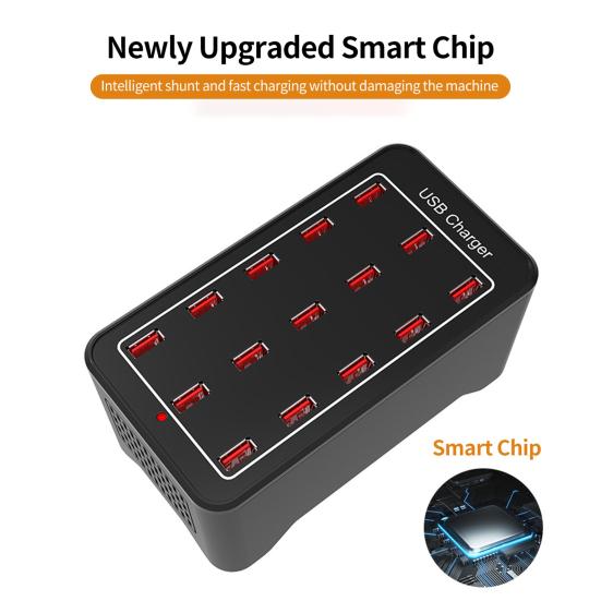 Multi-port Charger 100W Anti-corrosive Automatic Recognition Intelligent Cooling UK Plug 10/15/20/25/30 Ports