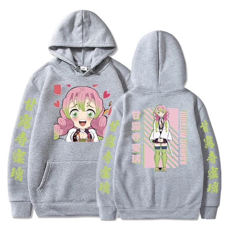 Herbst Hoodies Anime Kanroji Mitsuri Langarm Y2k Kleidung Druck Sweatshirt Damen Locker Anime Hoodie