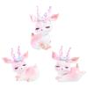 Kawaii Resin Pink Deer Ornament Mini Deer Birthday Cake Decor Baby Deer Doll Sculpture  Bedroom