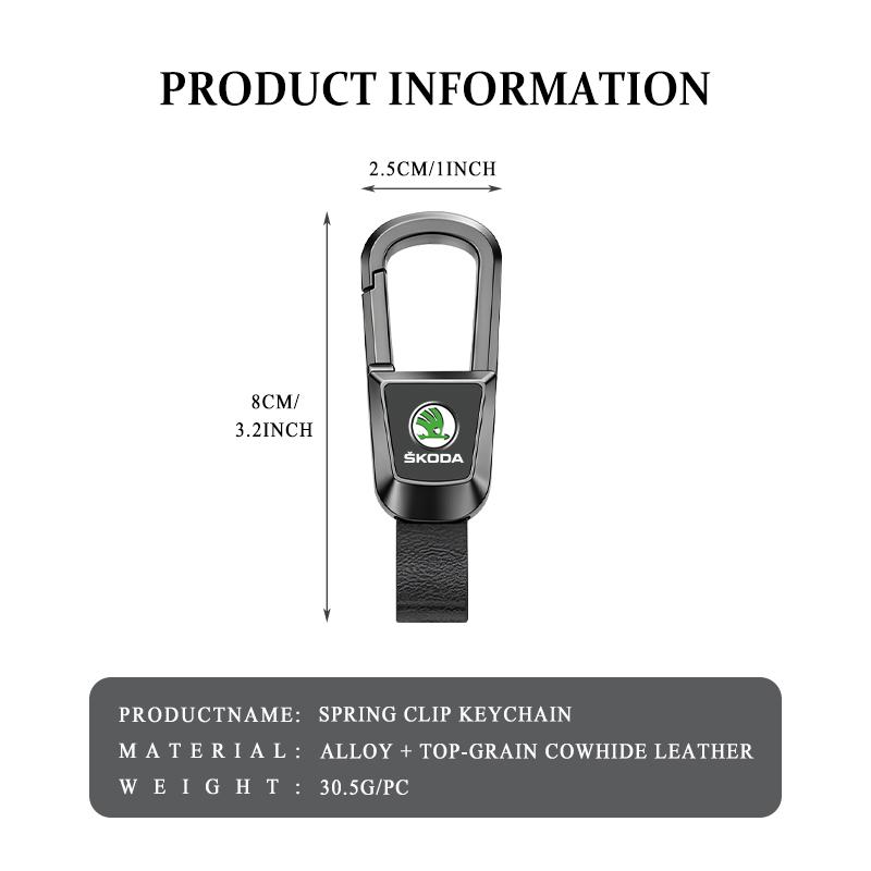 For Skoda Alloy Car Keychain Key Chain Leather Key Ring Octavia A5 A7 RS Fabia Superb Rapid Karoq xknp33