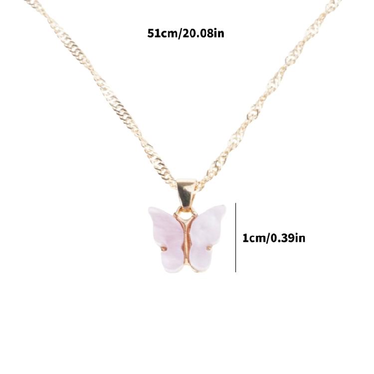 Vibranting Color Butterfly Pendant Necklace With Adjustable Chain Portable Sturdy Acrylic Jewelry Accessory for Girls