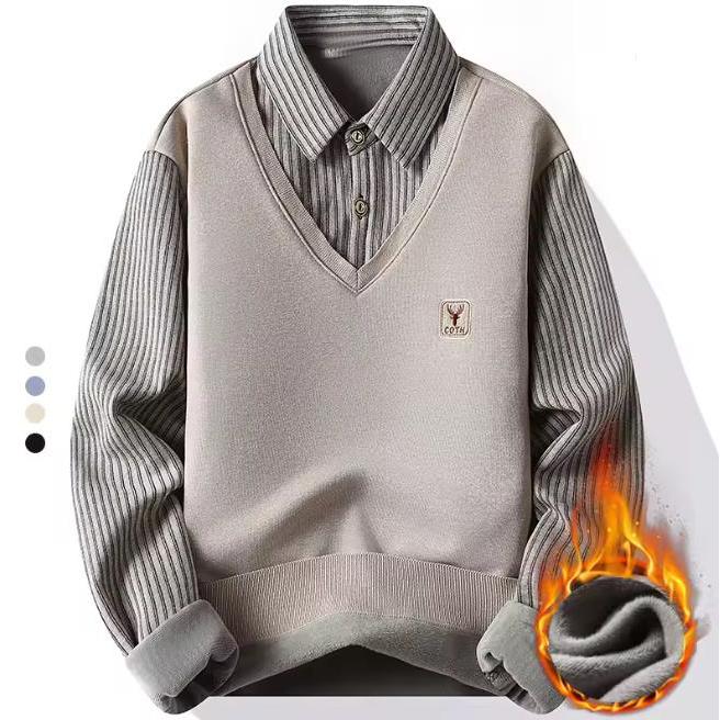 

Мужская флисовая рубашка поло, мужской пуловер, осенне-зимняя футболка, свитер с воротником, холодная блузка, темно-синий цвет хаки, корейская одежда M