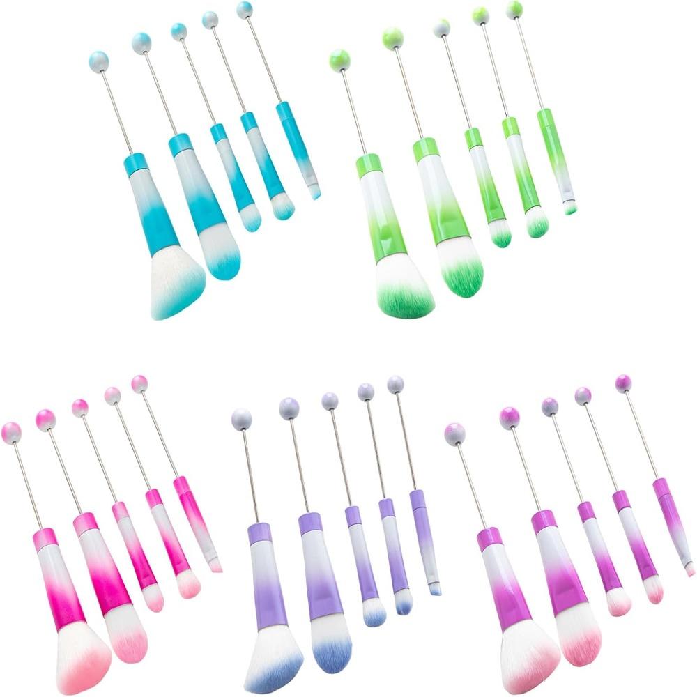 

5 PCS Gradient Beaded Makeup Brush Set Soft Rouge Brush New Beaded Eyeshadow Brush Rose Red Gradient