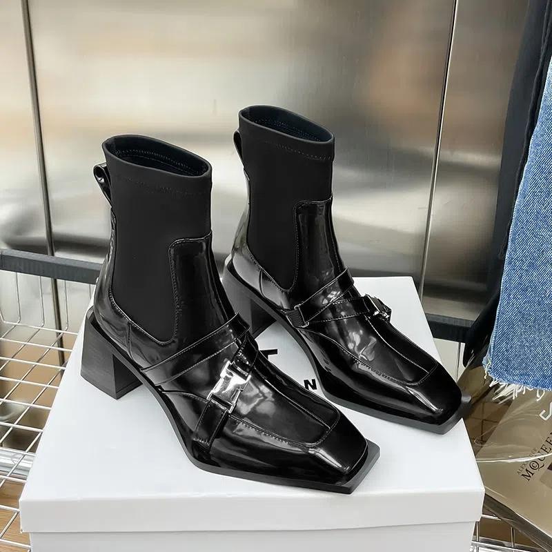 

Women s Chelsea Boots Genuine Leather 2025 Autumn Winter Trend Thick-soled Women Ankle Boots All-match Boots Ladies Black 33 чёрный