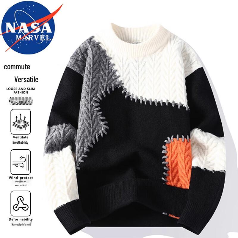 NASA MARVEL Men's Color-block Round Neck Sweater