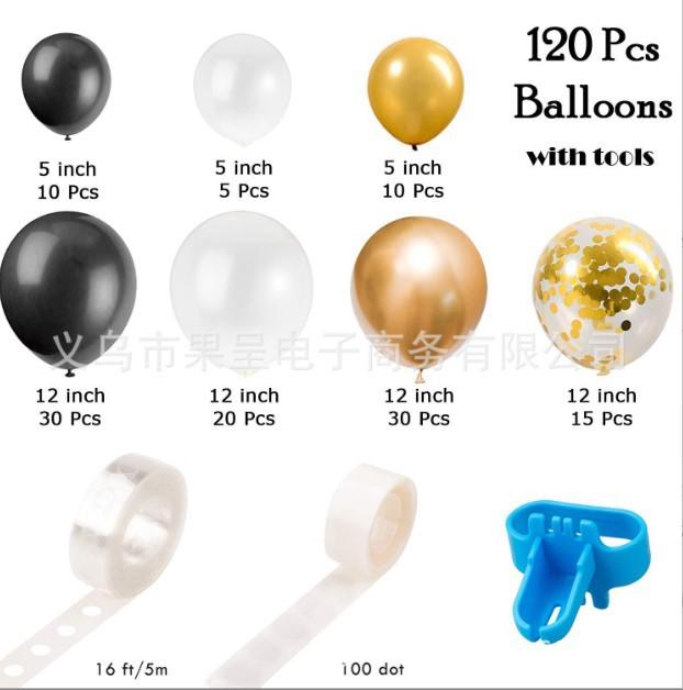 

Black Gold And Silver Latex Balloon Birthday Party Balloon Chain Set Room Decoration Black Gold