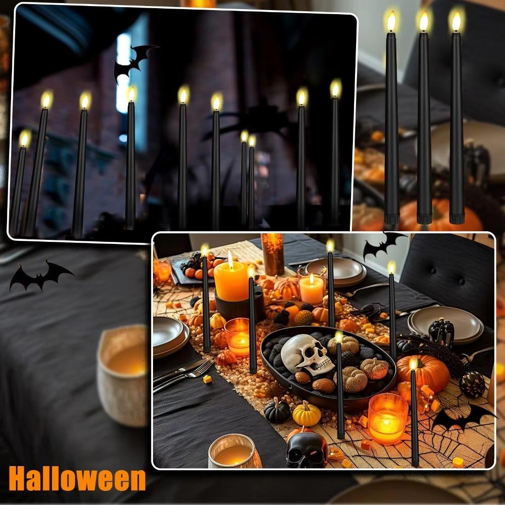 12-120Pcs LED Taper Candles Artificial Black Flameless Flickering Candle Christmas Lights Home Birthday Wedding Candles Battery