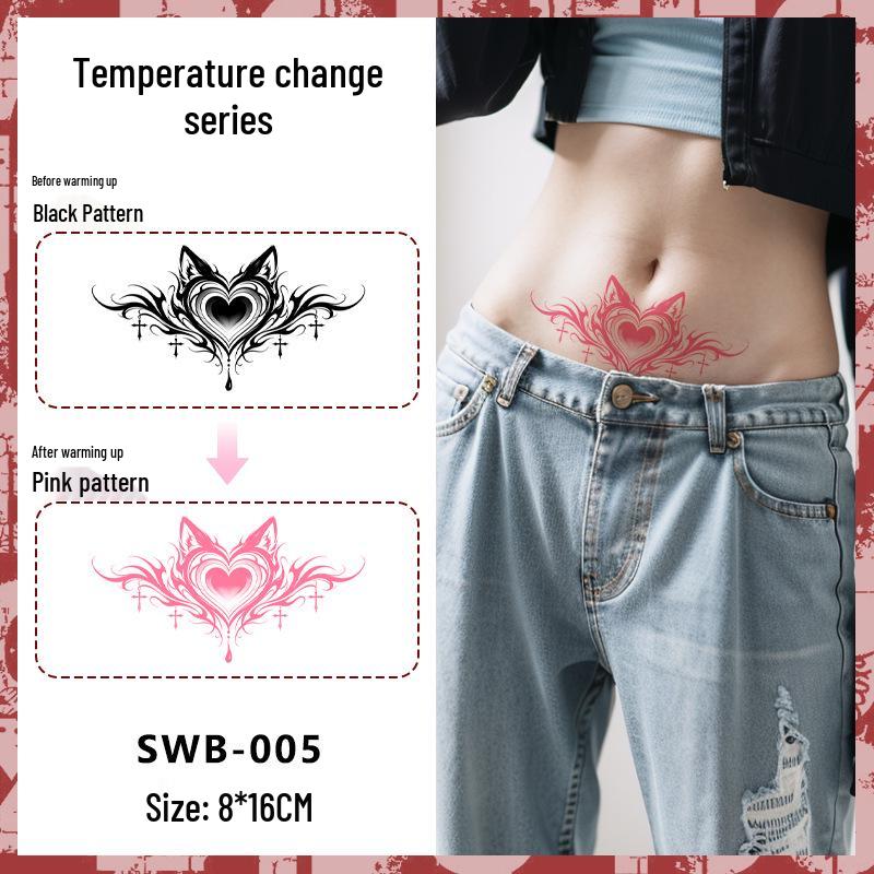 Temperature-Sensitive Succubus Finger Color-Changing Waterproof Tattoo Sticker - Cute Cartoon Design