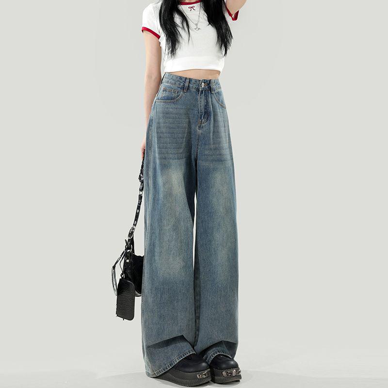 High Waist Wide Leg Women's Jeans - Slimming Loose Straight Drapey Style for Spring & Autumn