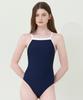 Loseuteuinseoul Line One-Piece Swimsuit Navy