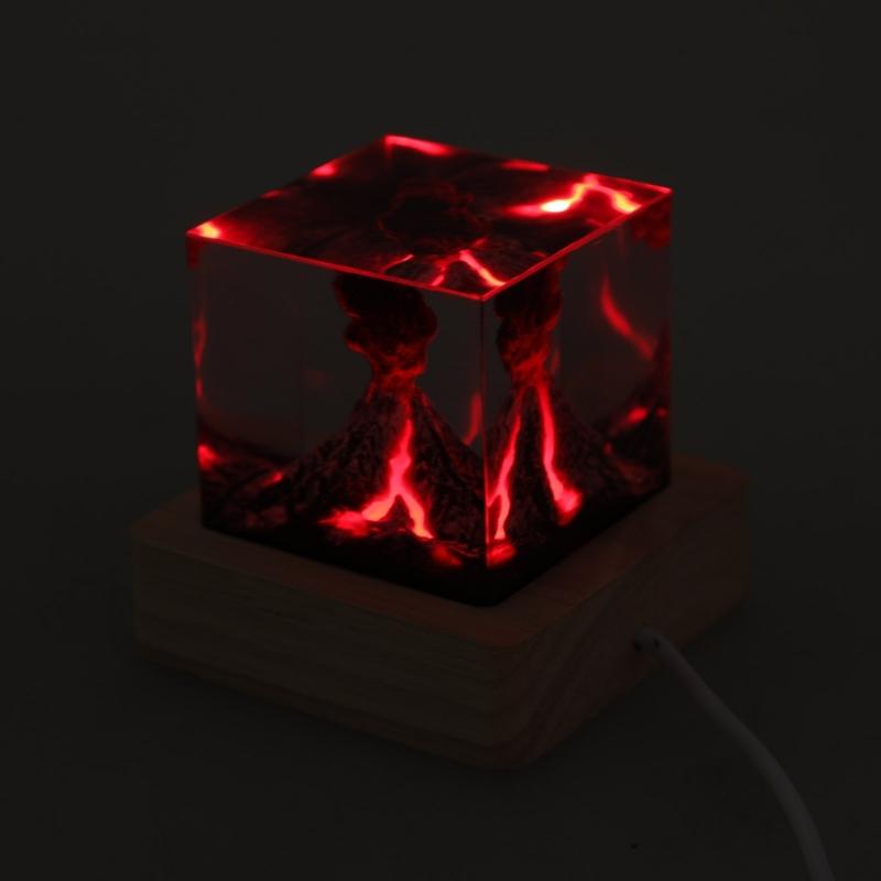Striking Fire Sculpture Volcano Eruptions Night Light Impressive Detailing Eruptions Sculpture Night Lamp Home Decors