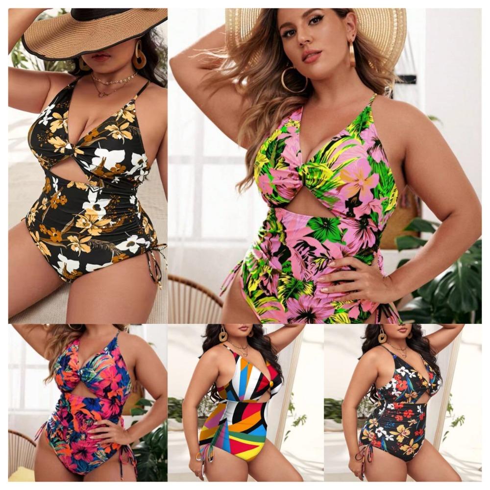 European and American Sexy Large-size Floral Tight-fitting One-piece Swimsuit Bikini Swimsuit
