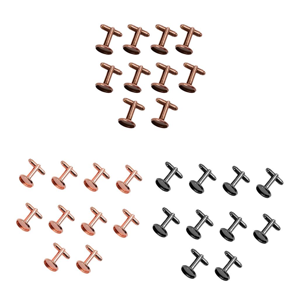10pcs Cufflinks Blanks Settings Fits (1/2") 12mm Cabochons Cuff Links Bezel