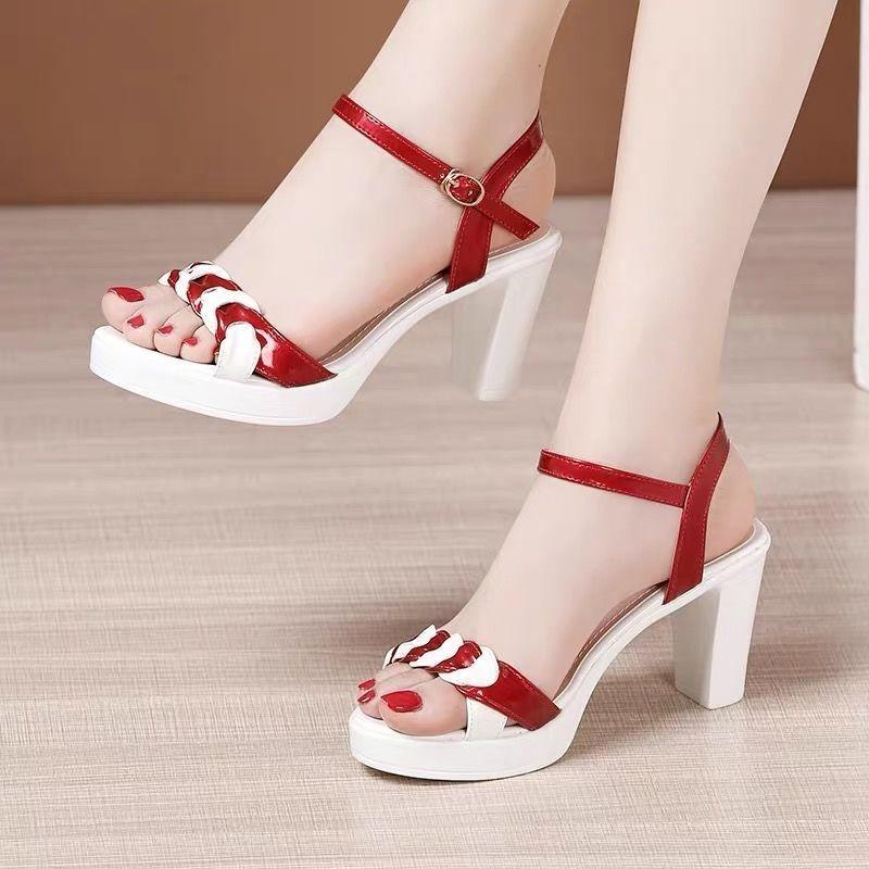 Fashion Fashion High-Heeled Sandals Women Summer 2025 New Waterproof Platform Thick-Heeled Fish-Mouth Shoes High-Heeled Sandals Women