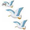 Coastal Living Room Decor 3 Pcs Wood Seagull Beach Wall Art Nautical Theme Flying Sea Soft Delicate Line Artwork Birds Sculpture Lake House