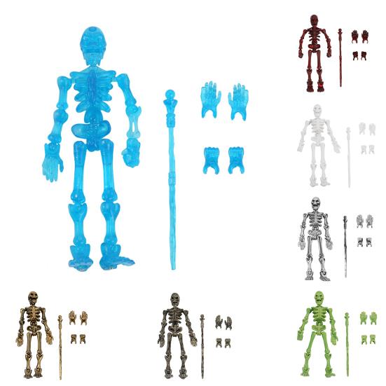 3D Printed Skeleton Action Figure Multi-Jointed Movable Articulated Skeleton Toy Collectible Desktop Decoration for Kids Artists Collectors