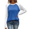 Women's Casual Color-Block Raglan Long Sleeve Top with Round Neck