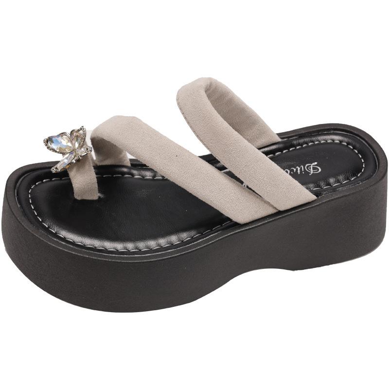 

Fashion metal cover, toe thick-soled cool slippers, women s new models in the summer of 2025, small people wear beach slippers 35