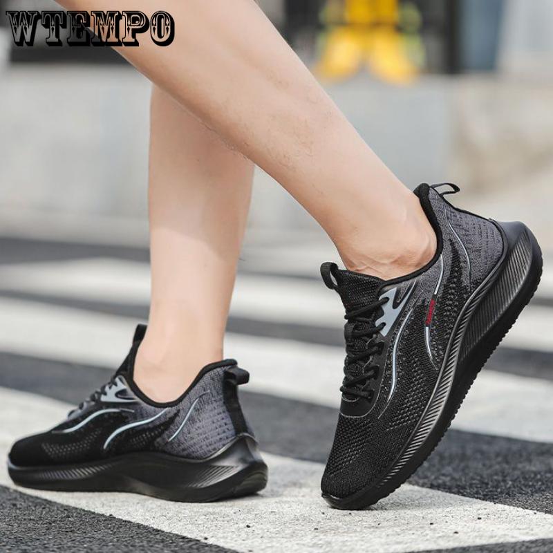 WTEMPO Pánské letní tenisky se vzduchovým polštářem venkovní prodyšná síťovaná sportovní obuv protiskluzová tlustá spodní část měkké dno basketbalová obuv pro volný čas běžecká obuv