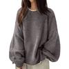 Women's Fashion Casual Loose Pullover Solid Color Round Neck Long Sleeve Knit Sweater