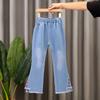 2-13 Years Kids Girls Blue Jeans Elastic Waist Flare Pants