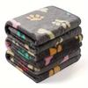 1-Pack Ultra-Soft Flannel Pet Blanket with Bone & Paw Print Pattern - Machine Washable, Cozy Comfort for Small To Large Dogs
