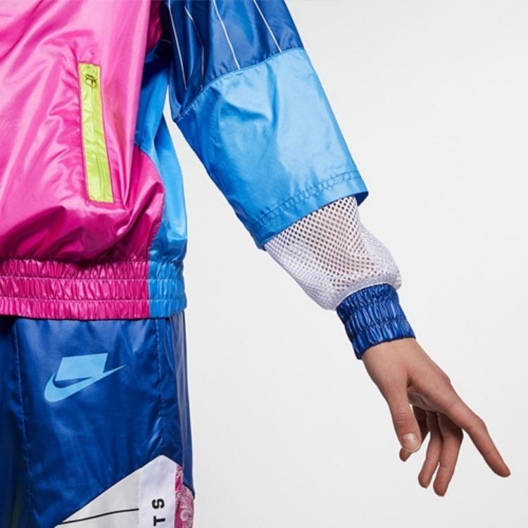 (WMNS) Nike Sportswear Geweven Jas Wit/Roze/Blauw Colorblock Dames AR3026-412